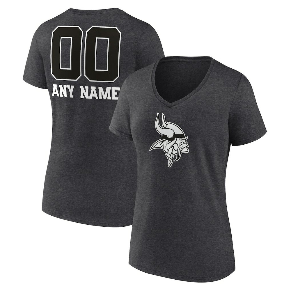 Minnesota Vikings Women's Personalized Name & Number Monochrome V-Neck Long Sleeve T-Shirt - Charcoal cheap