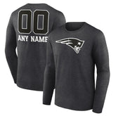 New England Patriots Personalized Name & Number Monochrome Long Sleeve T-Shirt - Charcoal cheap