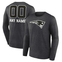 New England Patriots Personalized Name & Number Monochrome Long Sleeve T-Shirt - Charcoal cheap
