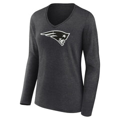 New England Patriots Women's Personalized Name & Number Monochrome V-neck T-Shirt - Charcoal discount