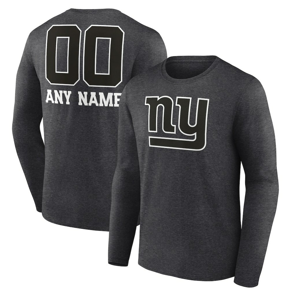 New York Giants Personalized Name & Number Monochrome Long Sleeve T-Shirt - Charcoal on sale