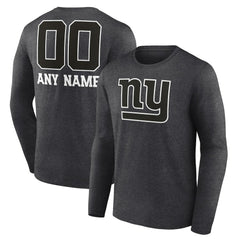 New York Giants Personalized Name & Number Monochrome Long Sleeve T-Shirt - Charcoal on sale