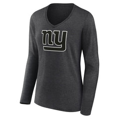 New York Giants Women's Personalized Name & Number Monochrome V-neck T-Shirt - Charcoal for sale