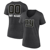 New York Giants Women's Personalized Name & Number Monochrome V-Neck Long Sleeve T-Shirt - Charcoal sale