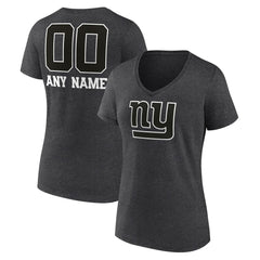 New York Giants Women's Personalized Name & Number Monochrome V-Neck Long Sleeve T-Shirt - Charcoal sale