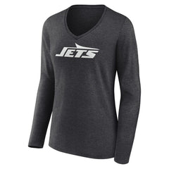 New York Jets Women's Personalized Name & Number Monochrome V-neck T-Shirt - Charcoal outlet