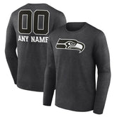 Seattle Seahawks Personalized Name & Number Monochrome Long Sleeve T-Shirt - Charcoal cheap