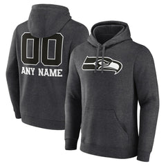Seattle Seahawks Personalized Name & Number Monochrome Pullover Hoodie - Charcoal for sale