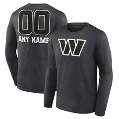 Washington Commanders Personalized Name & Number Monochrome Long Sleeve T-Shirt - Charcoal on sale