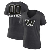 Washington Commanders Women's Personalized Name & Number Monochrome V-Neck Long Sleeve T-Shirt - Charcoal cheap