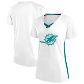 Miami Dolphins Women's Plus Size Glitter Lace-Up V- Neck T-Shirt - White online