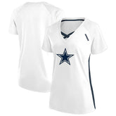 Dallas Cowboys Women's Plus Size Glitter Lace-Up V- Neck T-Shirt - White on sale