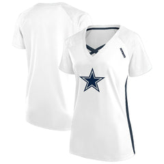 Dallas Cowboys Women's Plus Size Glitter Lace-Up V- Neck T-Shirt - White on sale