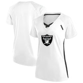 Las Vegas Raiders Women's Plus Size Glitter Lace-Up V- Neck T-Shirt - White for sale