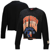 New York Knicks Women's Hardwood Classics Studded Boxy Cropped Long Sleeve T-Shirt - Black on sale