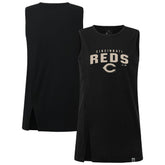 Cincinnati Reds Levelwear Women's Influx Team Arch Tank Top Black