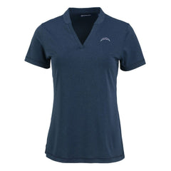 Los Angeles Chargers Cutter & Buck Women's Forge Stretch Blade DryTec V-Neck Polo - Heather Navy for sale
