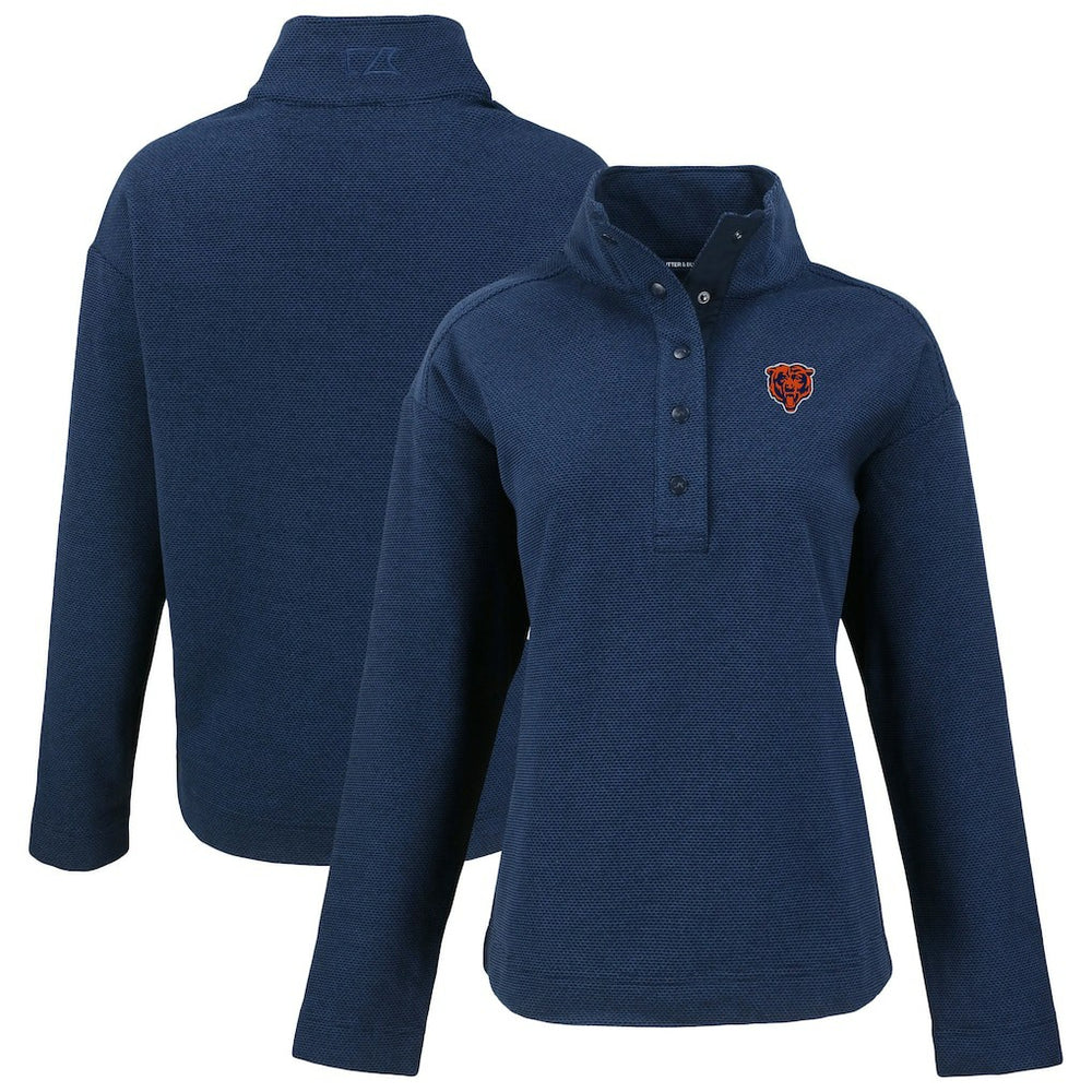 Chicago Bears Cutter & Buck Women's Hunts Point Eco Half-Snap Sweatshirt - Navy online