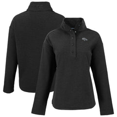 Denver Broncos Cutter & Buck Women's Hunts Point Eco Half-Snap Sweatshirt - Black for sale