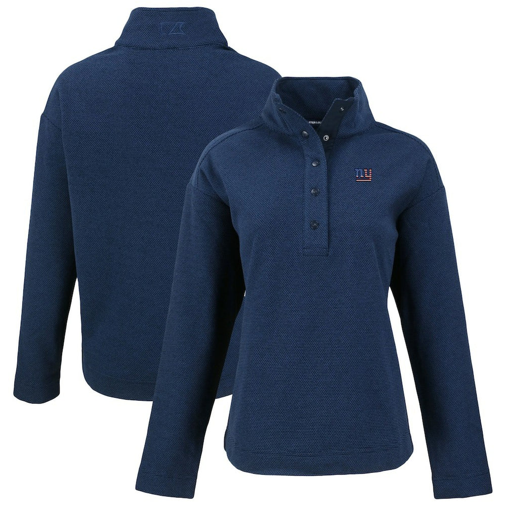 New York Giants Cutter & Buck Women's Hunts Point Eco Half-Snap Sweatshirt - Navy cheap