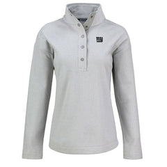 New York Giants Cutter & Buck Women's Hunts Point Eco Half-Snap Sweatshirt - Gray for sale