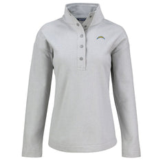 Los Angeles Chargers Cutter & Buck Women's Hunts Point Eco Half-Snap Sweatshirt - Gray outlet