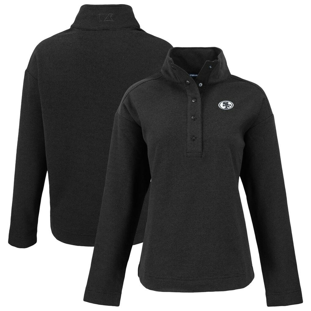San Francisco 49ers Cutter & Buck Women's Hunts Point Eco Half-Snap Sweatshirt - Black online