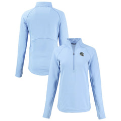 Carolina Panthers Cutter & Buck Women's Peshastin Eco Fleece Recycled Tri-Blend Raglan Half-Zip Jacket - Heather Light Blue on sale