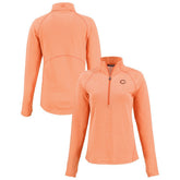 Chicago Bears Cutter & Buck Women's Peshastin Eco Fleece Recycled Tri-Blend Raglan Half-Zip Jacket - Heather Orange for sale