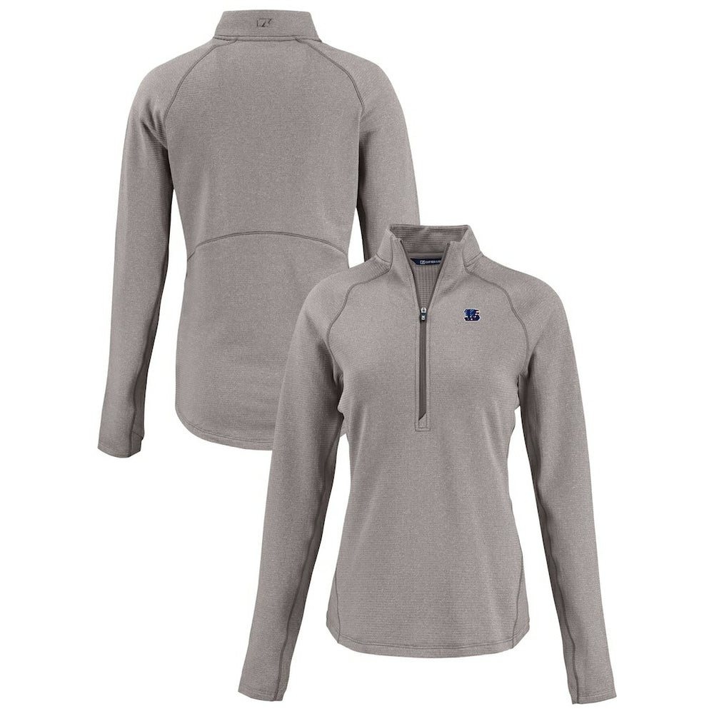 Cincinnati Bengals Cutter & Buck Women's Americana Peshastin Eco Fleece Recycled Tri-Blend Raglan Half-Zip Jacket - Heather Gray online