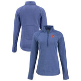 Denver Broncos Cutter & Buck Women's Peshastin Eco Fleece Recycled Tri-Blend Raglan Half-Zip Jacket - Heather Royal cheap