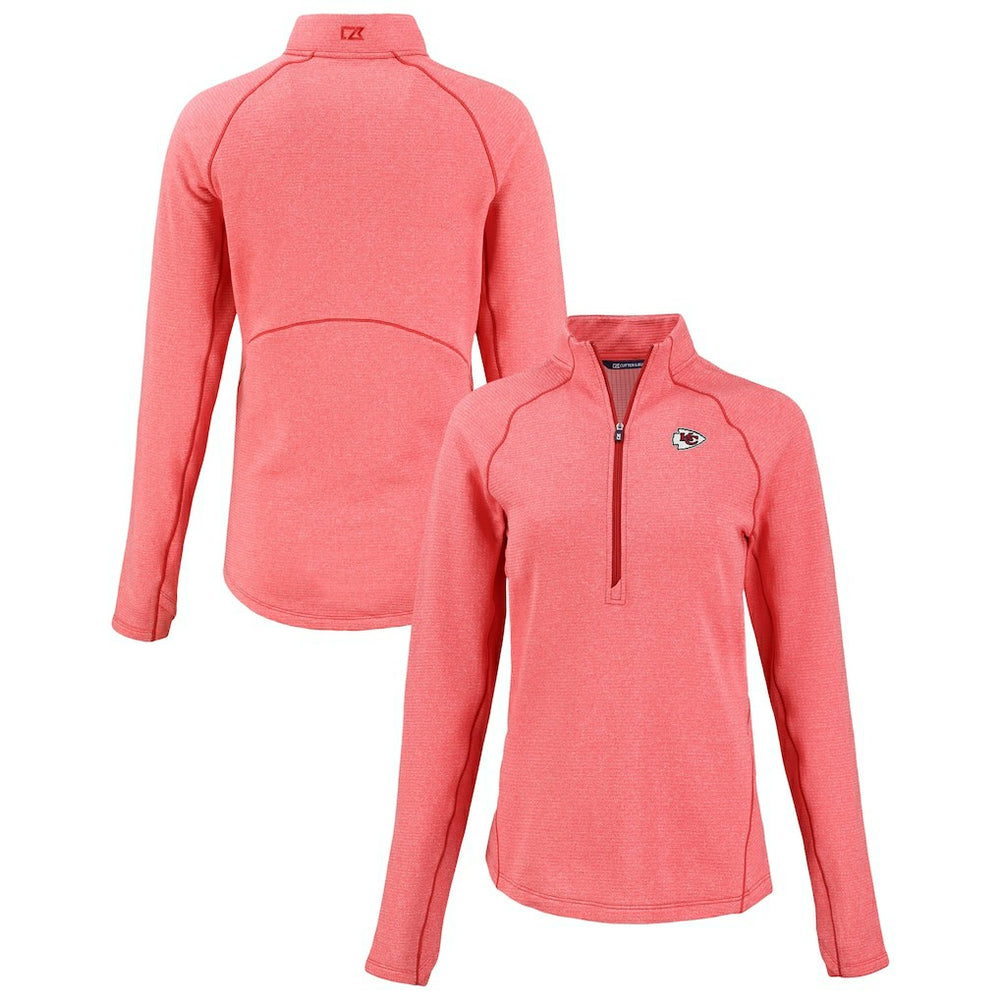 Kansas City Chiefs Cutter & Buck Women's Peshastin Eco Fleece Recycled Tri-Blend Raglan Half-Zip Jacket - Heather Red sale