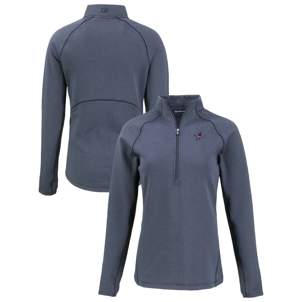 Detroit Lions Cutter & Buck Women's Americana Peshastin Eco Fleece Recycled Tri-Blend Raglan Half-Zip Jacket - Heather Navy for sale