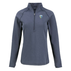Los Angeles Chargers Cutter & Buck Women's Peshastin Eco Fleece Recycled Tri-Blend Raglan Half-Zip Jacket - Heather Navy for sale
