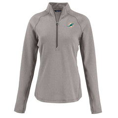 Miami Dolphins Cutter & Buck Women's Peshastin Eco Fleece Recycled Tri-Blend Raglan Half-Zip Jacket - Heather Gray on sale