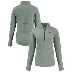 Green Bay Packers Cutter & Buck Women's Peshastin Eco Fleece Recycled Tri-Blend Raglan Half-Zip Jacket - Heather Green cheap