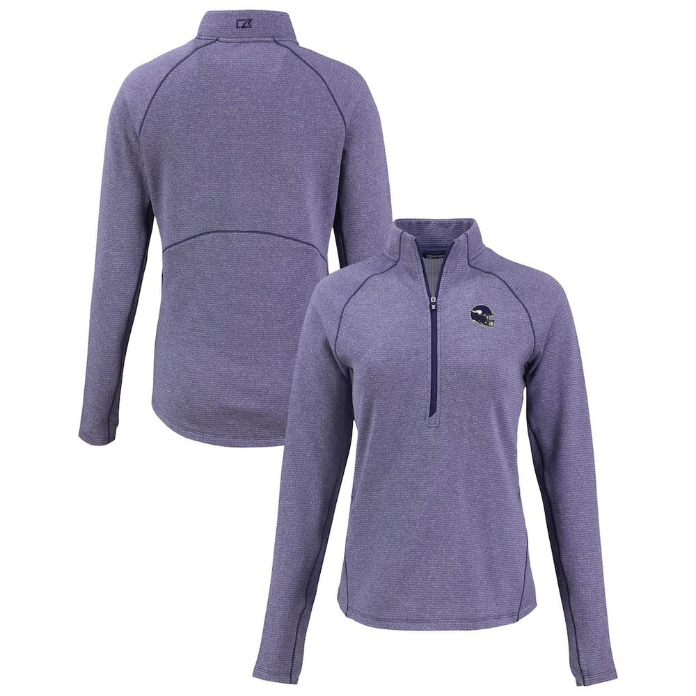 Minnesota Vikings Cutter & Buck Women's Peshastin Eco Fleece Recycled Tri-Blend Raglan Half-Zip Jacket - Heather Purple sale