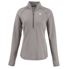 New York Giants Cutter & Buck Women's Peshastin Eco Fleece Recycled Tri-Blend Raglan Half-Zip Jacket - Heather Gray cheap