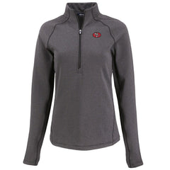 San Francisco 49ers Cutter & Buck Women's Peshastin Eco Fleece Recycled Tri-Blend Raglan Half-Zip Jacket - Heather Black discount