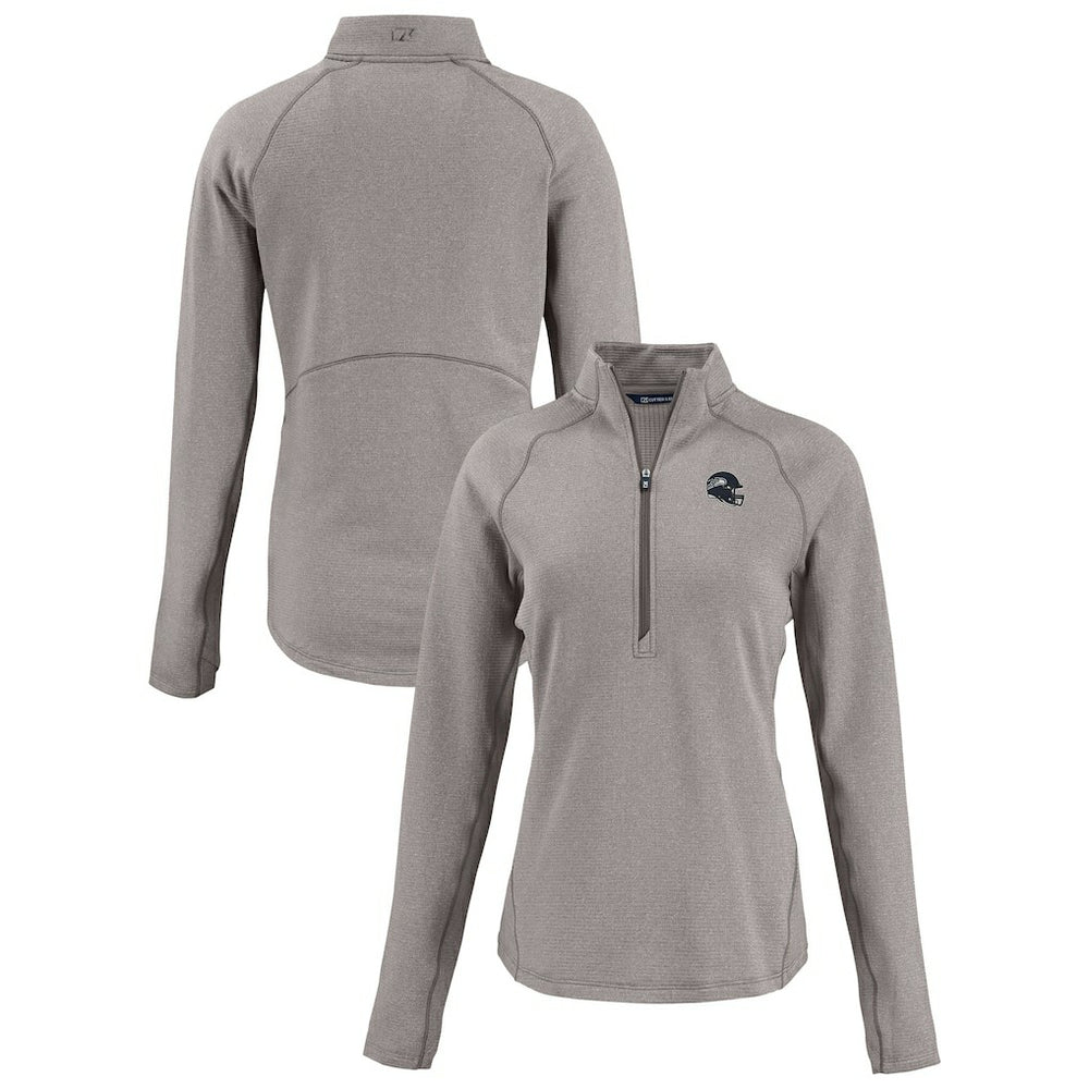 Seattle Seahawks Cutter & Buck Women's Peshastin Eco Fleece Recycled Tri-Blend Raglan Half-Zip Jacket - Heather Gray outlet