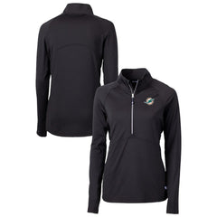 Miami Dolphins Cutter & Buck Women's DryTec Adapt Eco Knit Stretch Recycled Raglan Half-Zip Top - Black discount