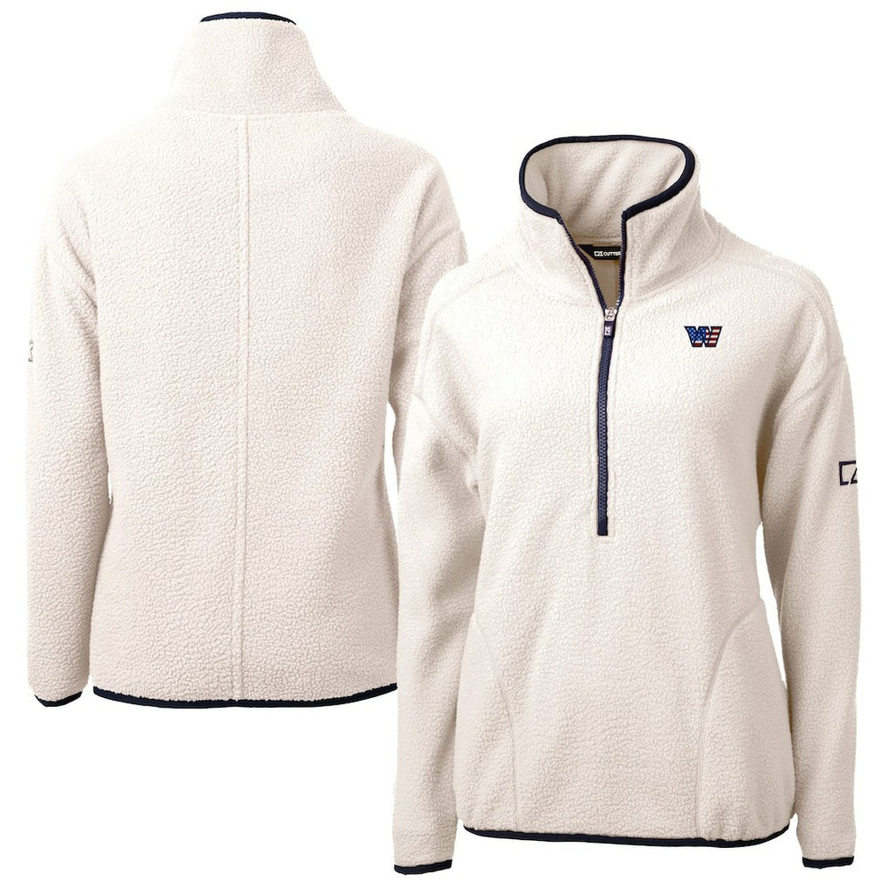 Washington Commanders Cutter & Buck Women's Americana Cascade Eco Sherpa Fleece Half-Zip Jacket - Oatmeal cheap