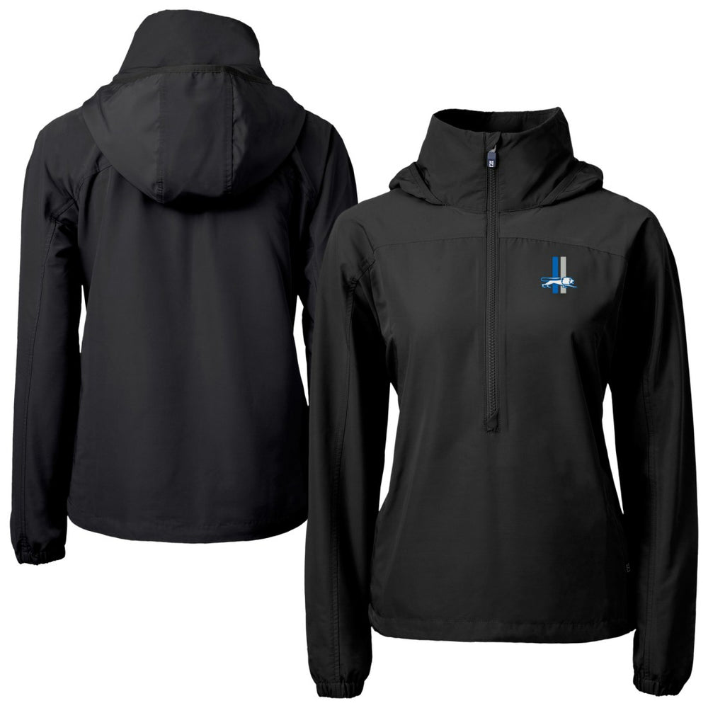 Detroit Lions Cutter & Buck Women's Charter Eco Recycled Half-Zip Hooded Anorak Jacket - Black for sale