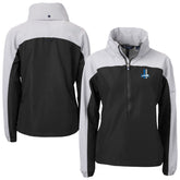 Detroit Lions Cutter & Buck Women's Charter Eco Recycled Half-Zip Hooded Anorak Jacket - Black for sale