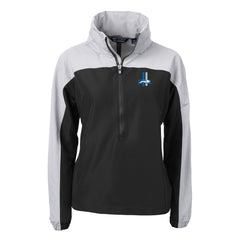 Detroit Lions Cutter & Buck Women's Charter Eco Recycled Half-Zip Hooded Anorak Jacket - Black for sale
