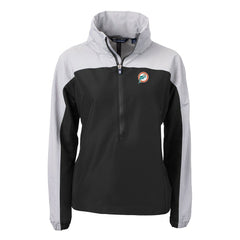 Miami Dolphins Cutter & Buck Women's Charter Eco Recycled Half-Zip Hooded Anorak Jacket - Black outlet
