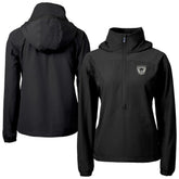 Las Vegas Raiders Cutter & Buck Women's Charter Eco Recycled Half-Zip Hooded Anorak Jacket - Black sale
