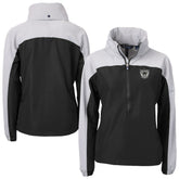 Las Vegas Raiders Cutter & Buck Women's Charter Eco Recycled Half-Zip Hooded Anorak Jacket - Black online