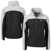 San Francisco 49ers Cutter & Buck Women's Charter Eco Recycled Half-Zip Hooded Anorak Jacket - Black cheap