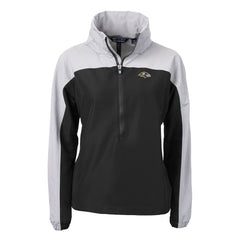 Baltimore Ravens Cutter & Buck Women's Charter Eco Recycled Half-Zip Hooded Anorak Jacket - Black for sale